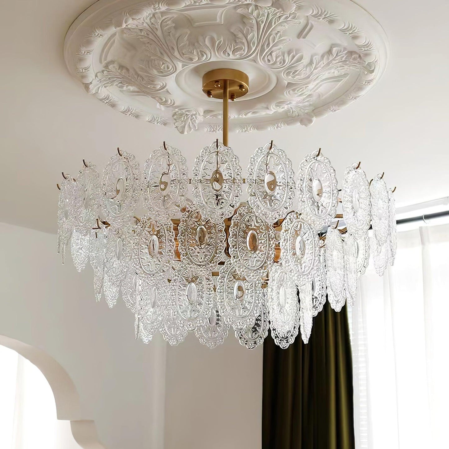 Gold Wave Glass Chandelier