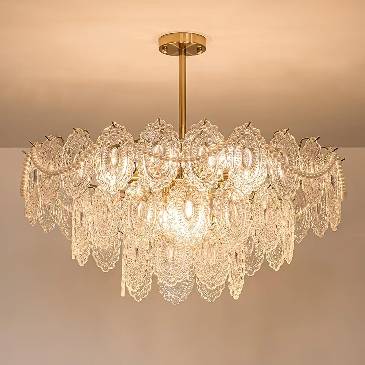 Gold Wave Pearl Chandelier