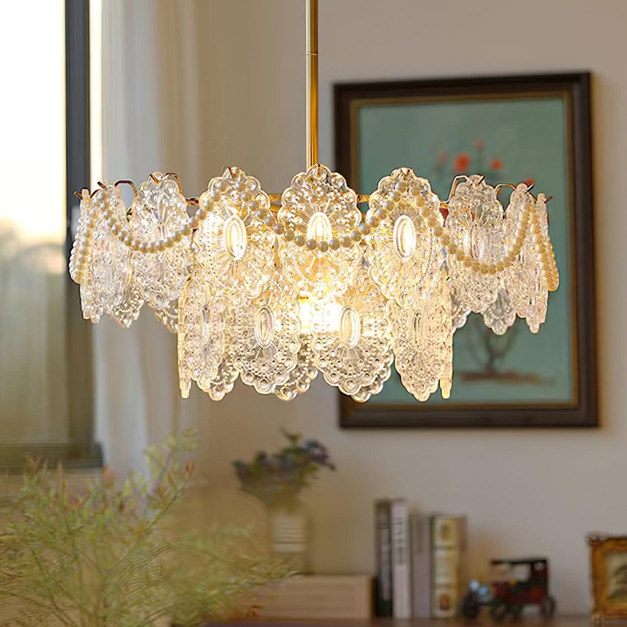Gold Wave Pearl Chandelier