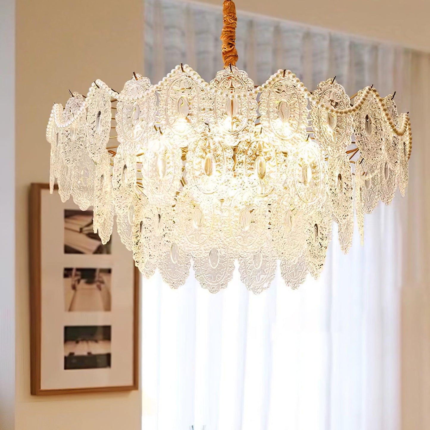 Gold Wave Pearl Chandelier