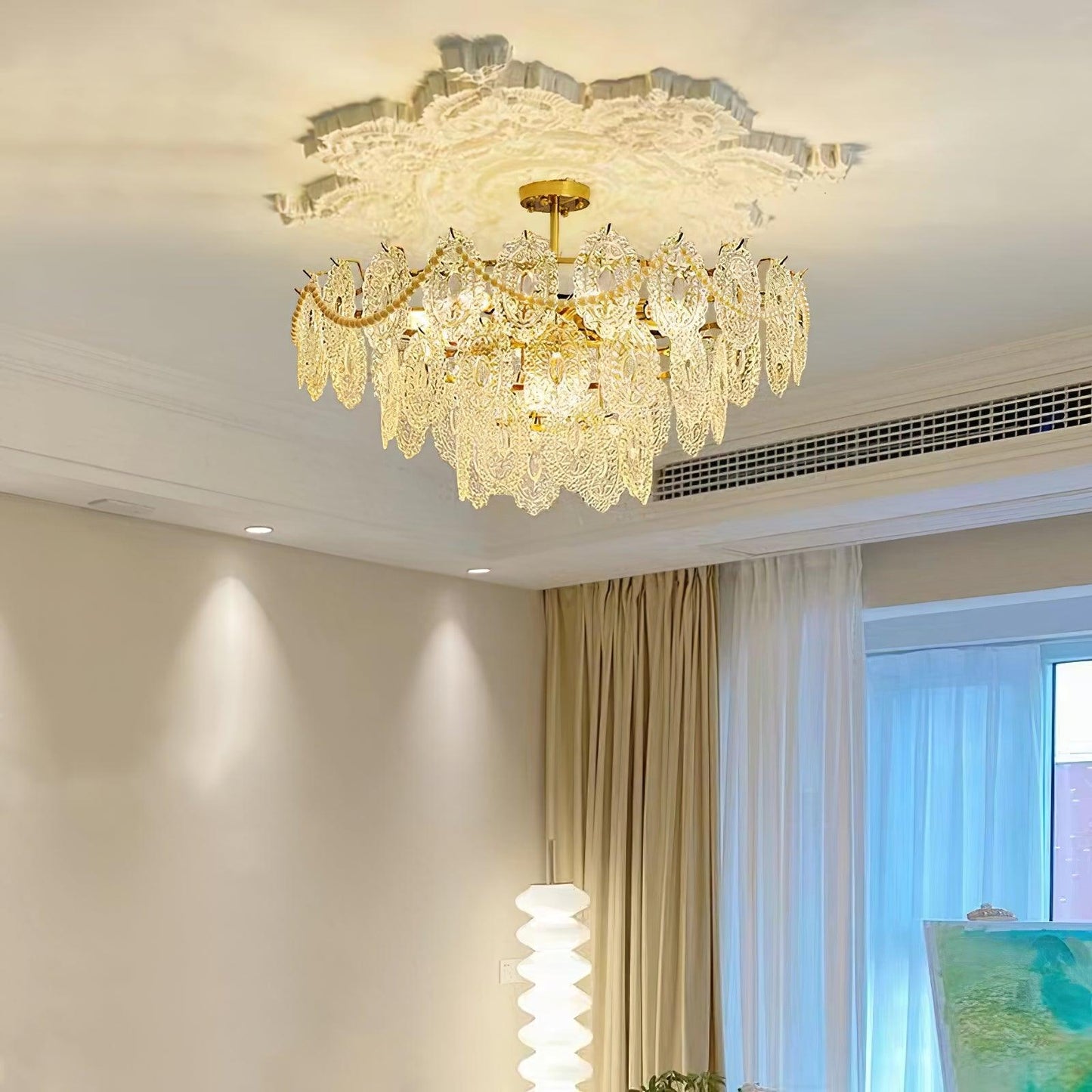 Gold Wave Pearl Chandelier