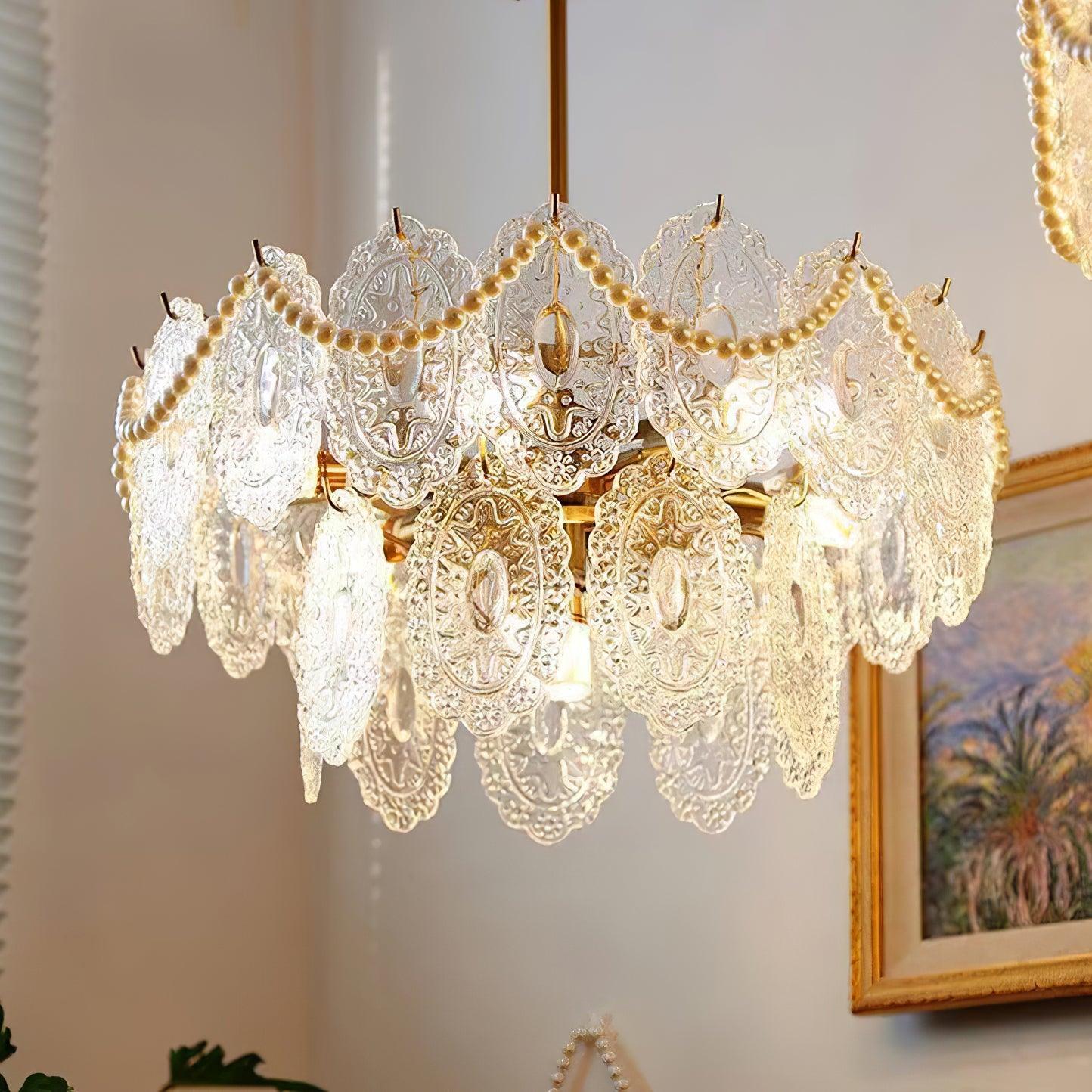 Gold Wave Pearl Chandelier
