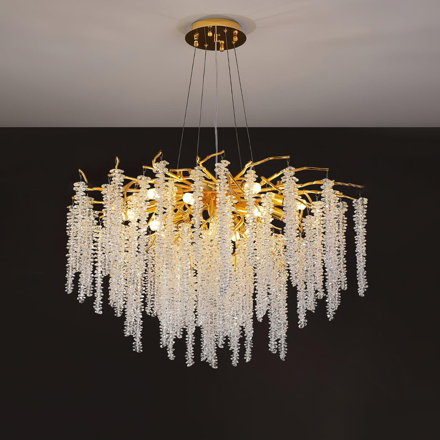Golden Wisteria Crystal Flower Chandelier