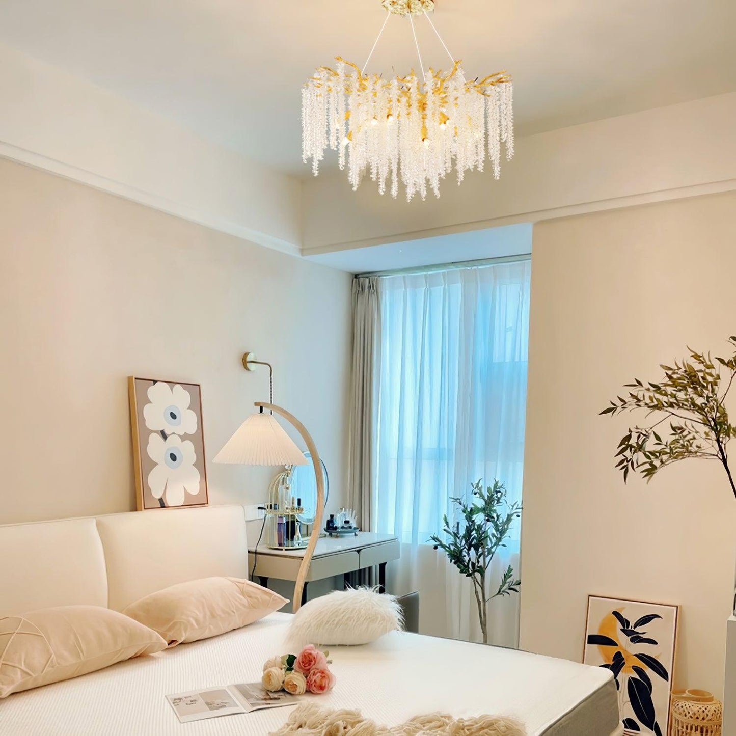 Golden Wisteria Crystal Flower Chandelier