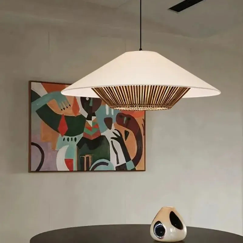 Japanese Rattan Fabric Ceiling Light