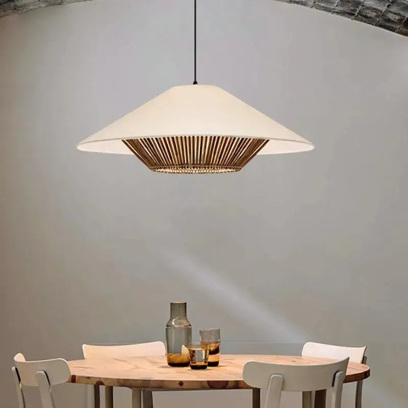 Japanese Rattan Fabric Ceiling Light