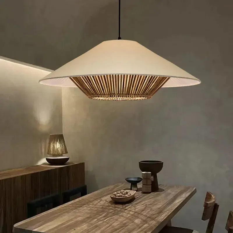 Japanese Rattan Fabric Ceiling Light