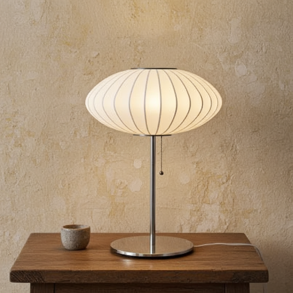 Japanese Silk Wabi Sabi Table & Floor Lamp