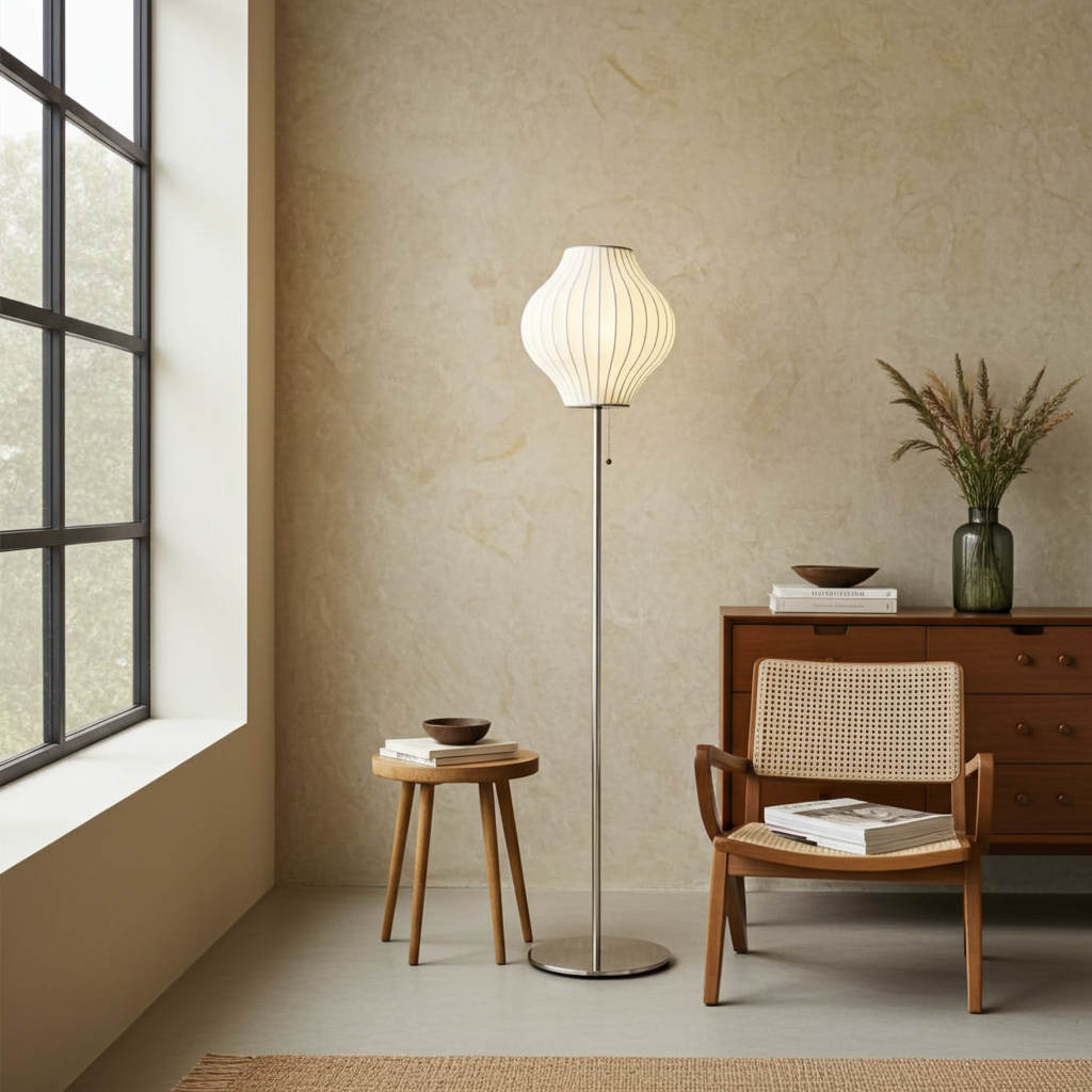 Japanese Silk Wabi Sabi Table & Floor Lamp