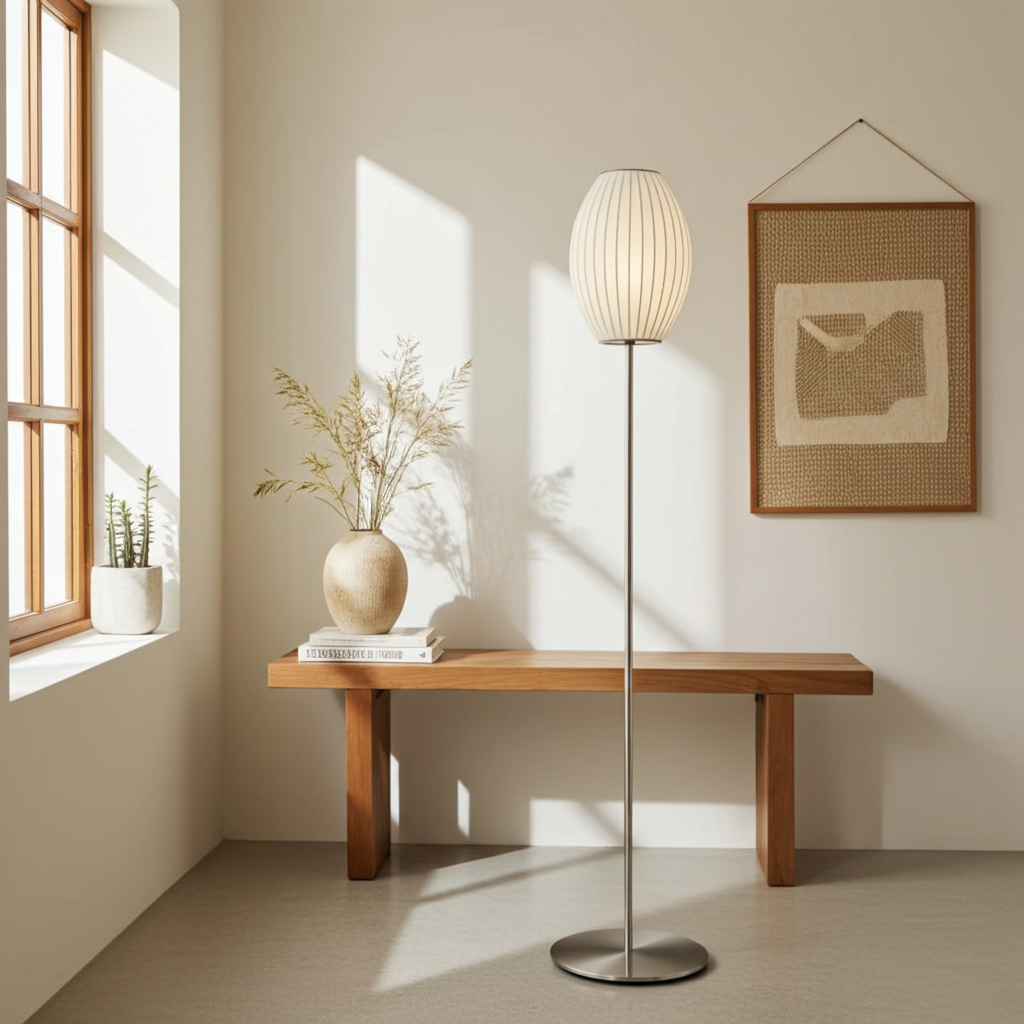 Japanese Silk Wabi Sabi Table & Floor Lamp