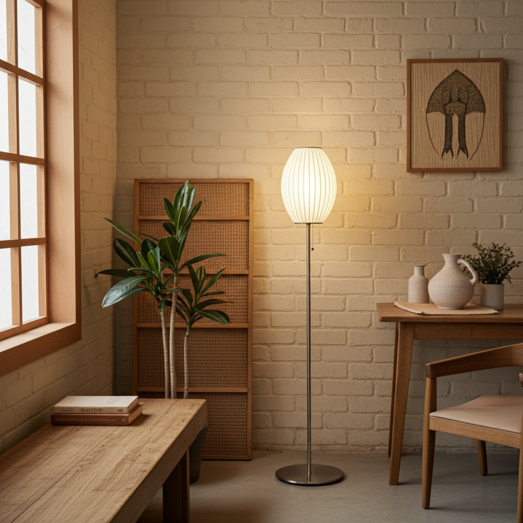 Japanese Silk Wabi Sabi Table & Floor Lamp