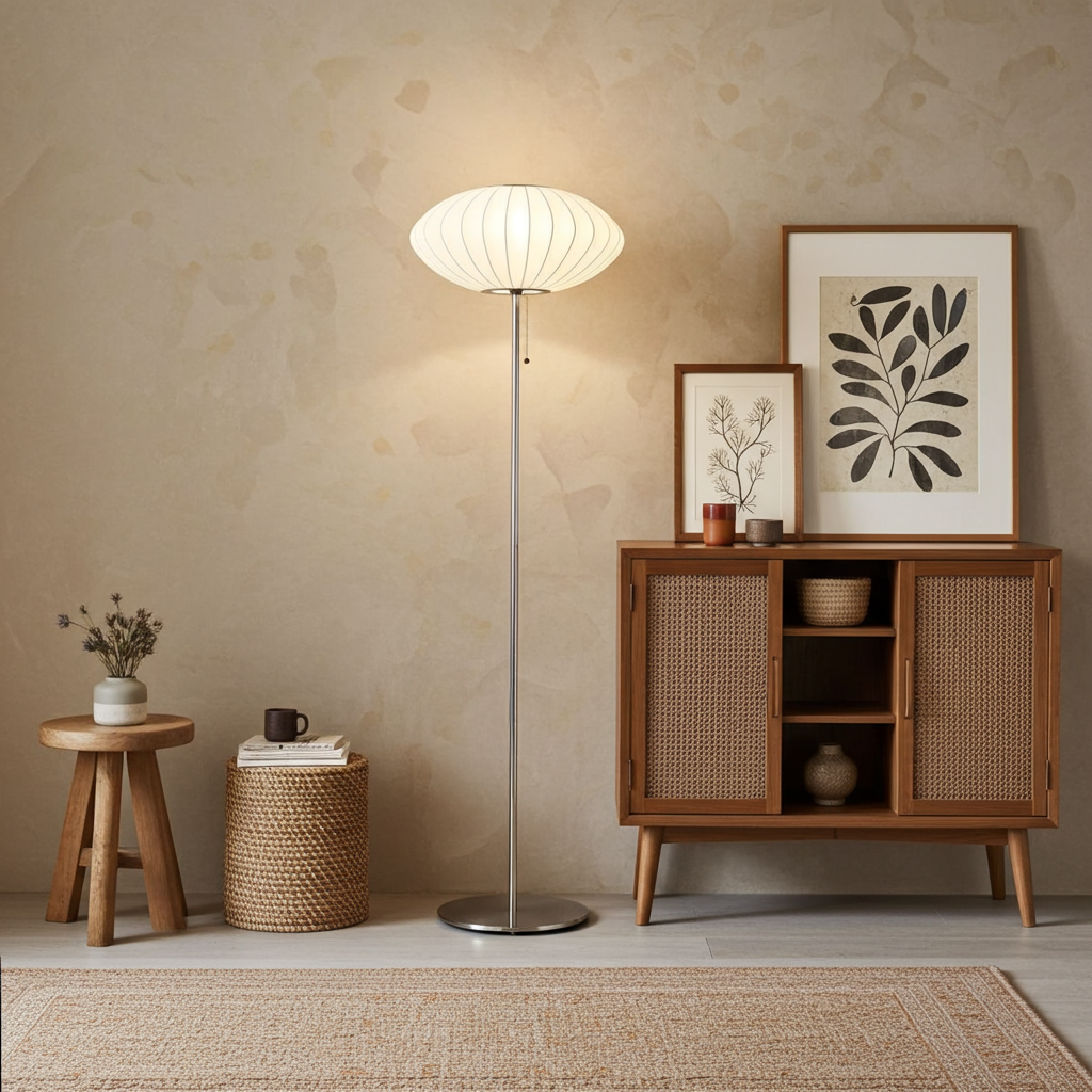 Japanese Silk Wabi Sabi Table & Floor Lamp