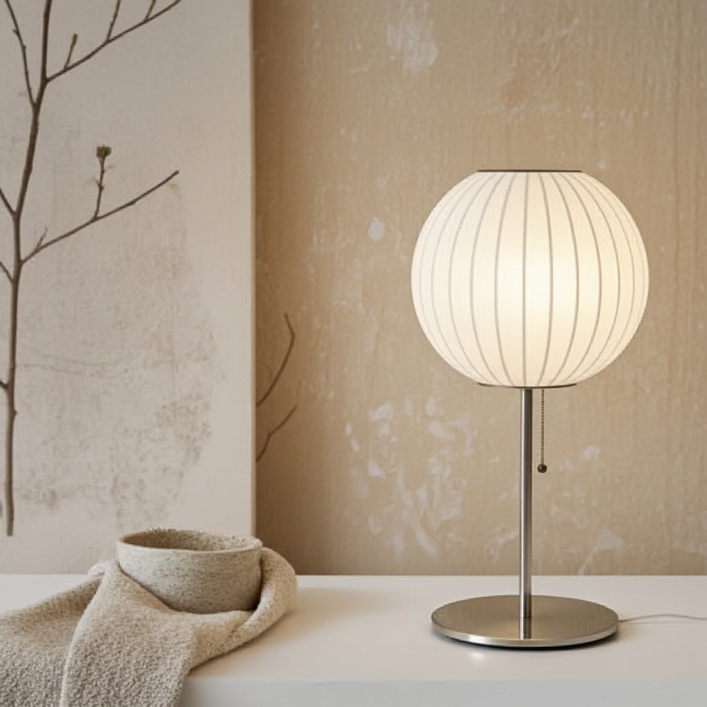 Japanese Silk Wabi Sabi Table & Floor Lamp