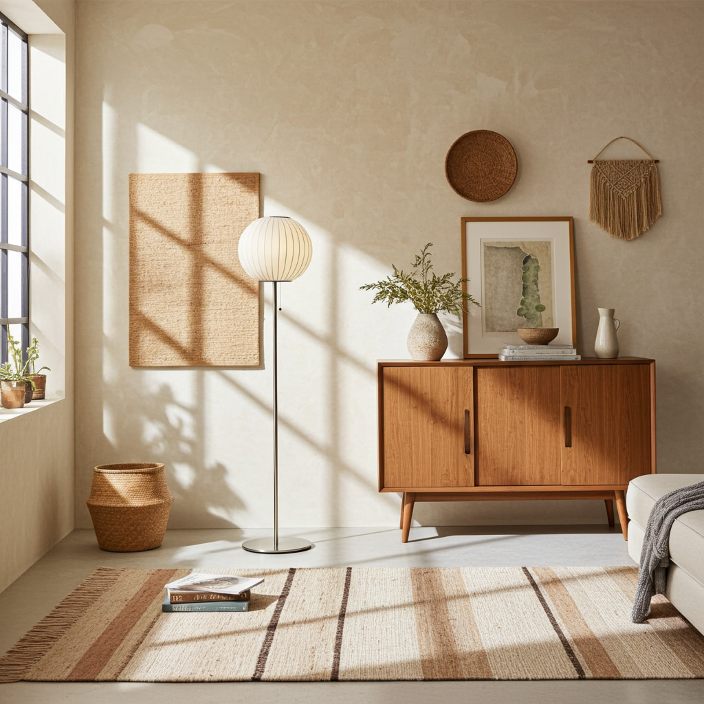 Japanese Silk Wabi Sabi Table & Floor Lamp