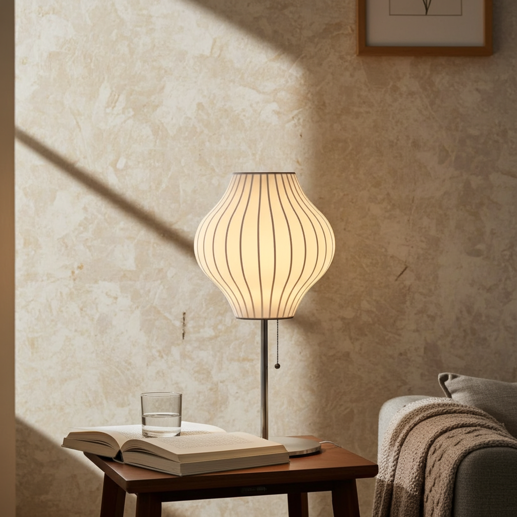 Japanese Silk Wabi Sabi Table & Floor Lamp