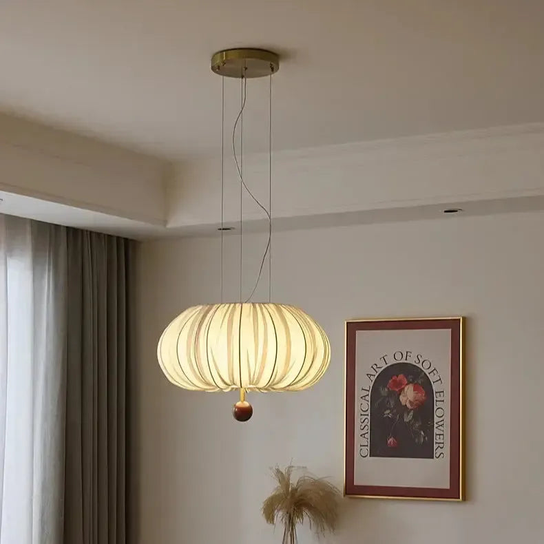 Japanese Wabi Sabi Curved Fabric Chandelier