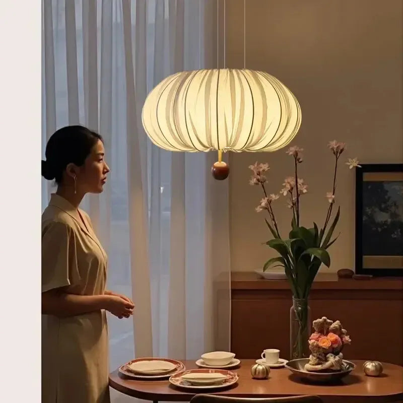 Japanese Wabi Sabi Curved Fabric Chandelier