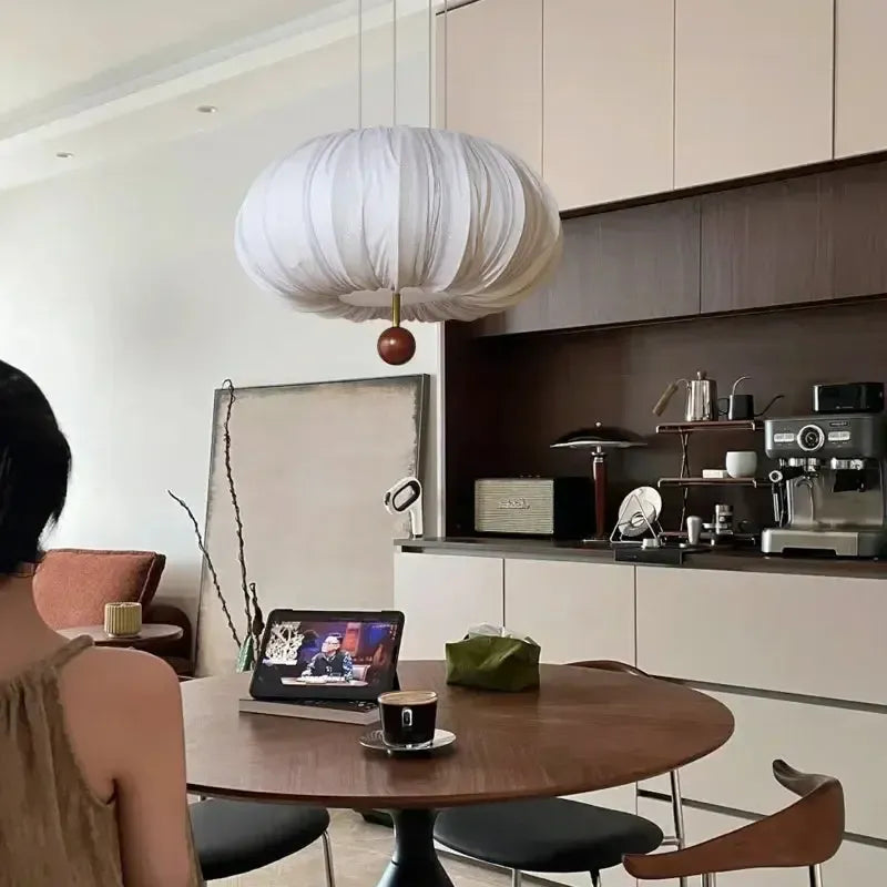 Japanese Wabi Sabi Curved Fabric Chandelier