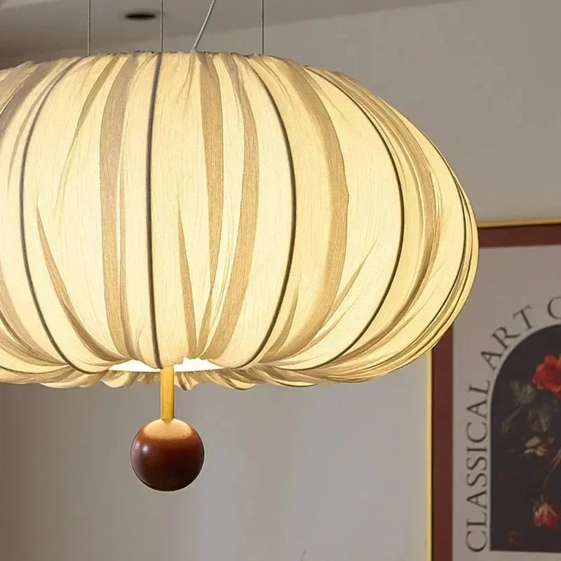 Japanese Wabi Sabi Curved Fabric Chandelier
