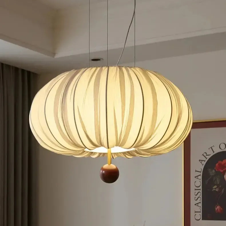 Japanese Wabi Sabi Curved Fabric Chandelier