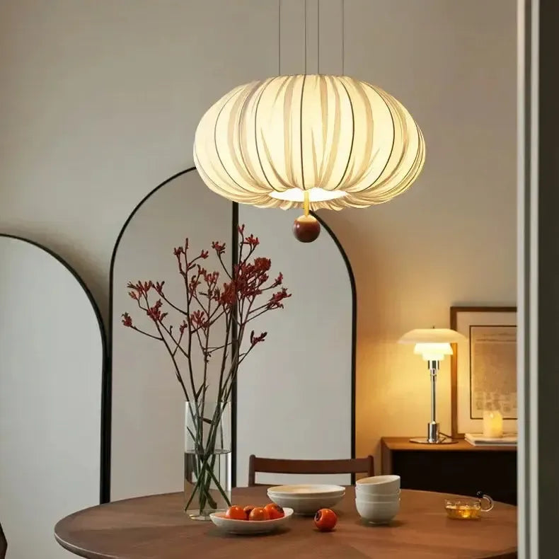 Japanese Wabi Sabi Curved Fabric Chandelier