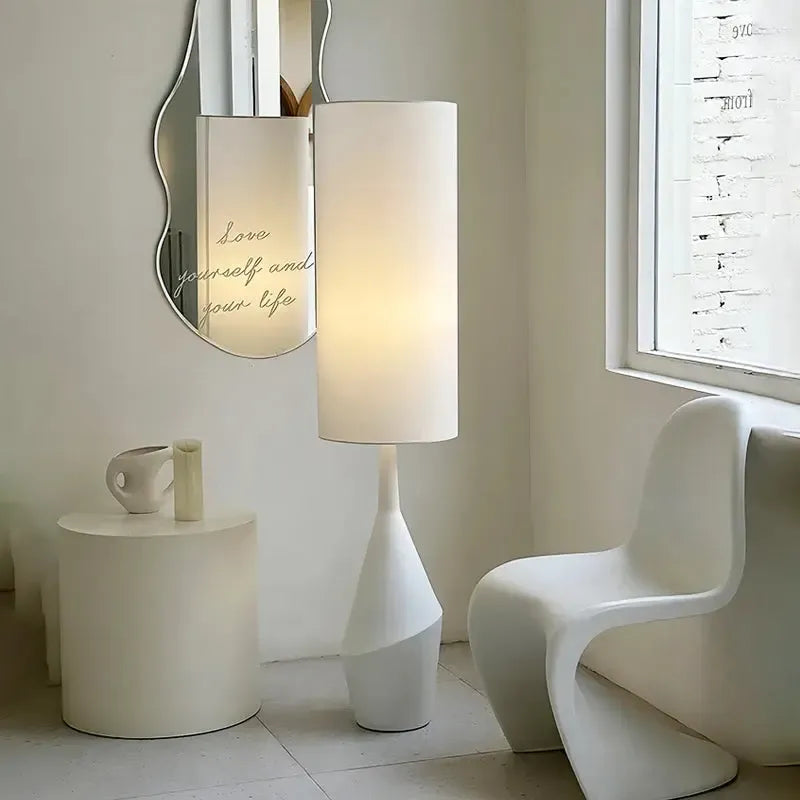 Japanese Wabi Sabi Handmade Cream Fabric Floor Lamp