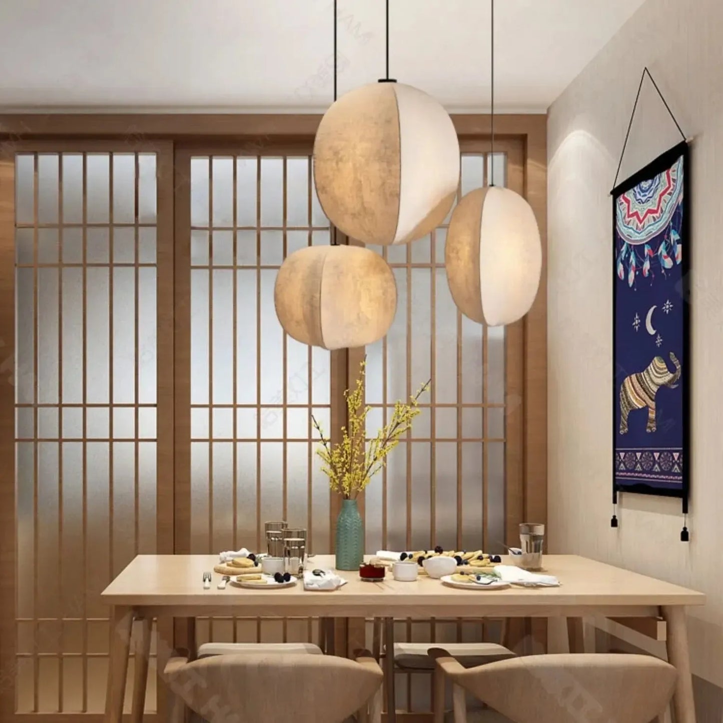 Japanese Wabi Sabi Spherical Chandelier