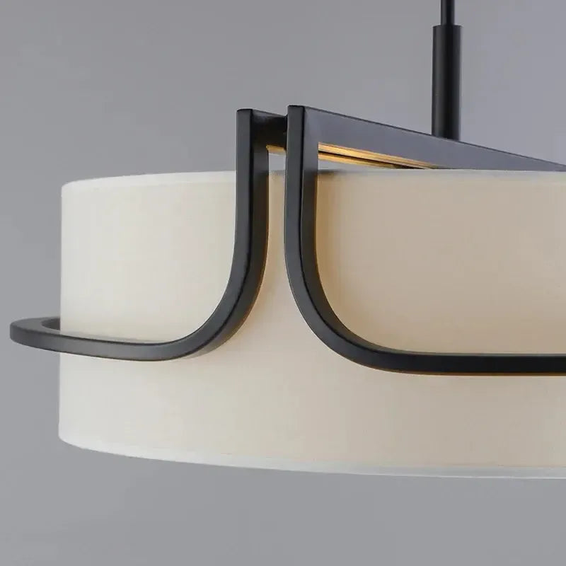Japanese Wabi Sabi White Circular Fabric Chandelier