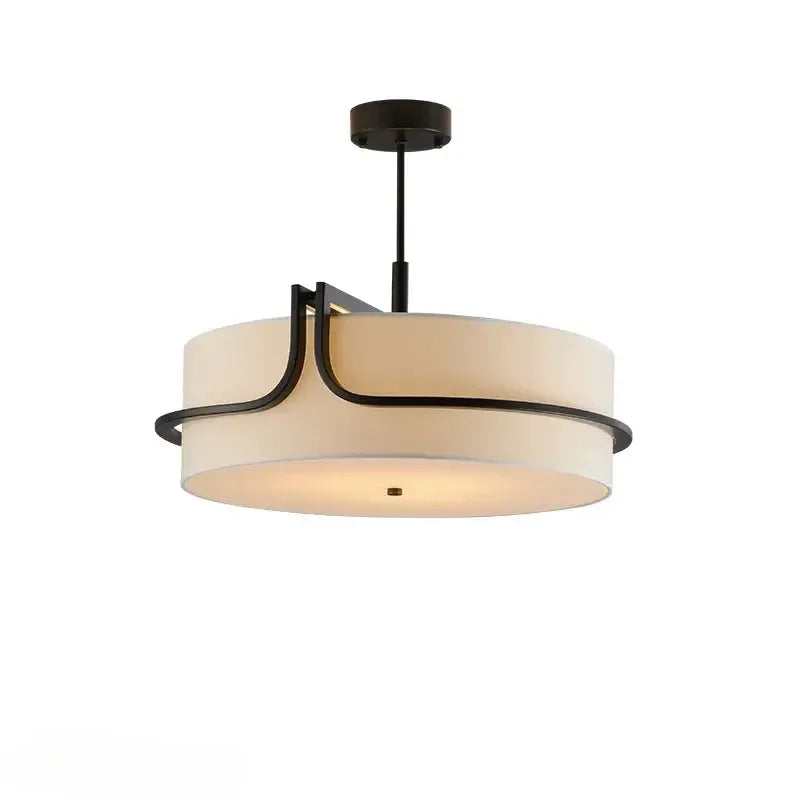 Japanese Wabi Sabi White Circular Fabric Chandelier