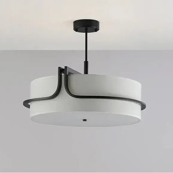 Japanese Wabi Sabi White Circular Fabric Chandelier