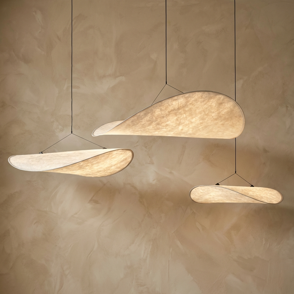 Japanese Silk Chandelier - Handmade Silk Light - Elegant Fabric