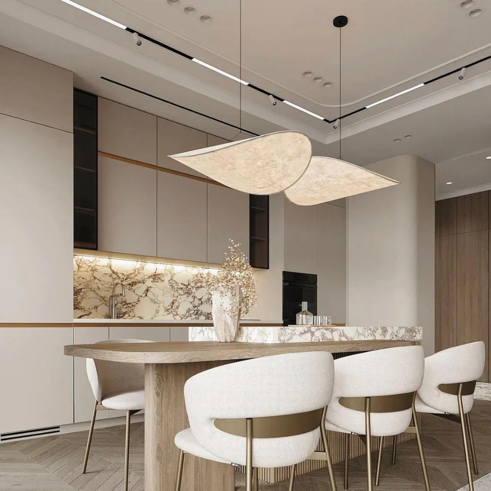 Japanese Silk Chip Chandelier