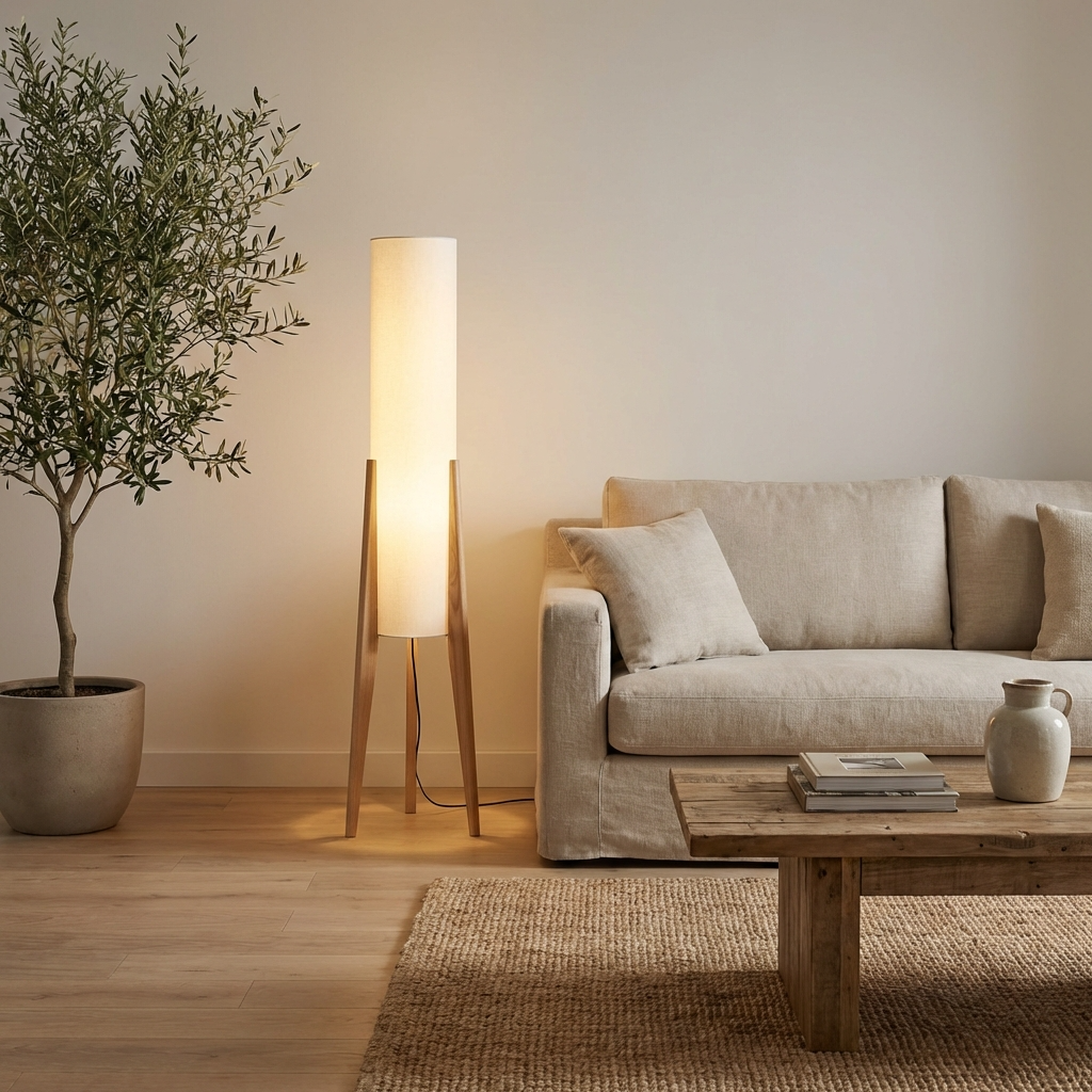 Japanese Wabi Sabi Solid Wood Floor Lamp