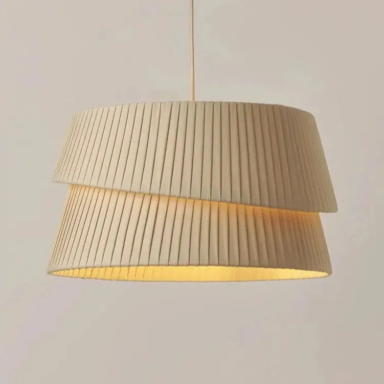 Layered Cream Fabric Pendant Light