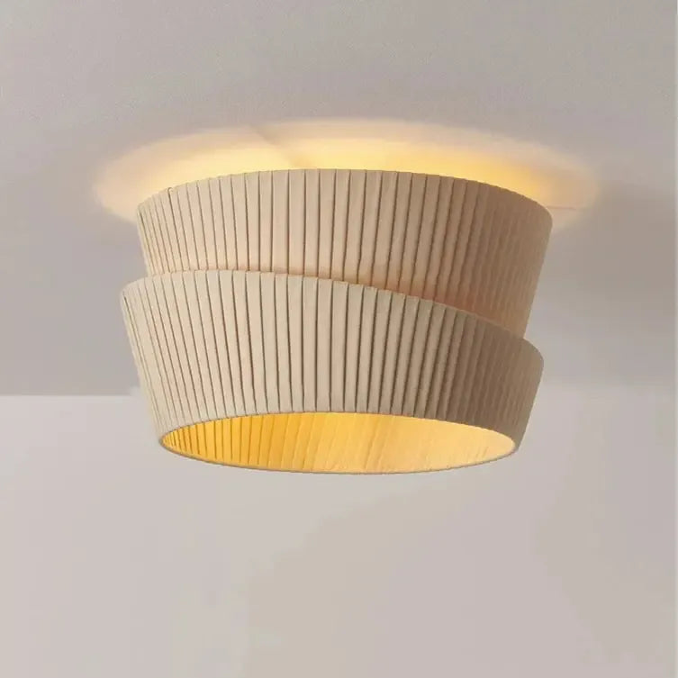 Layered Cream Fabric Pendant Light