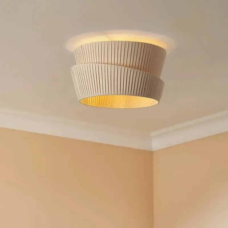 Layered Cream Fabric Pendant Light