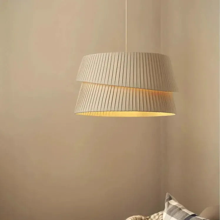 Layered Cream Fabric Pendant Light