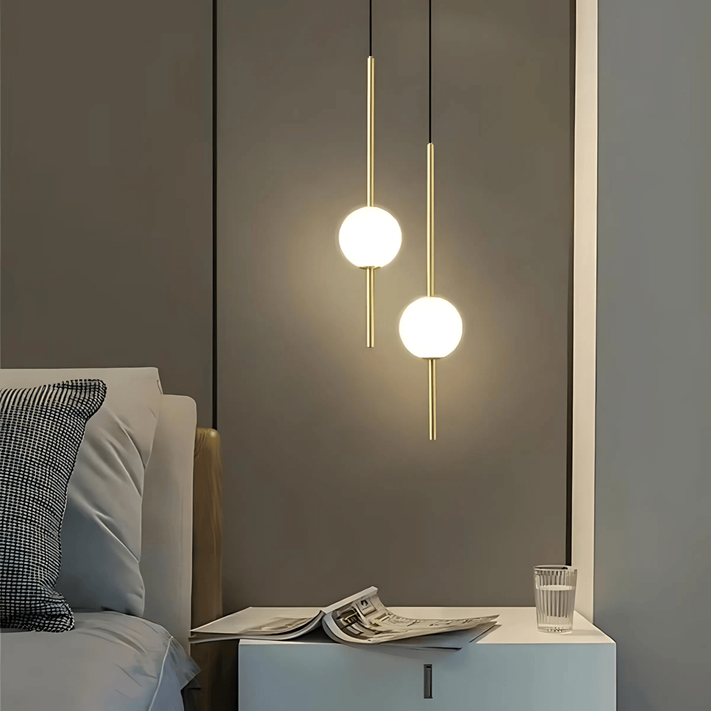Linear Rod Globe Pendant Light