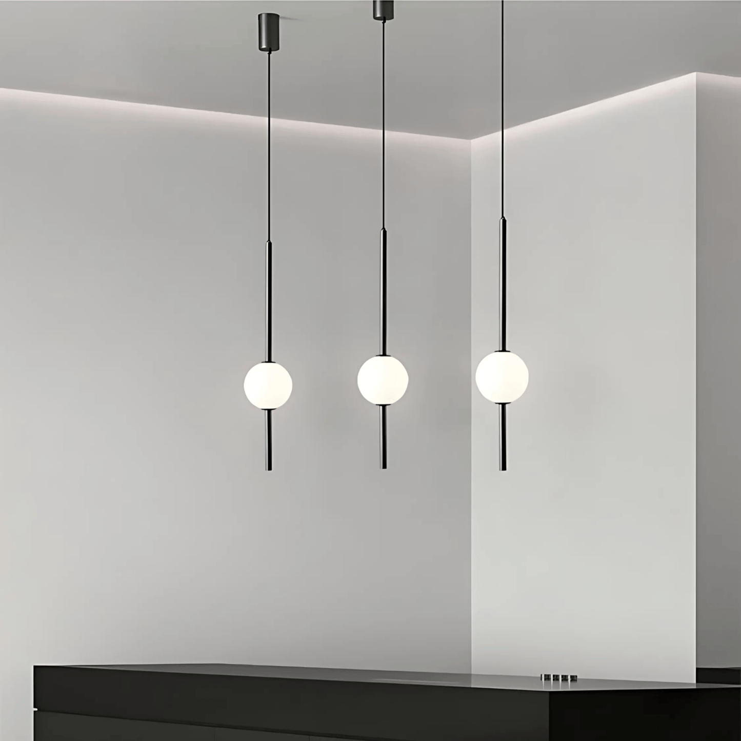 Linear Rod Globe Pendant Light
