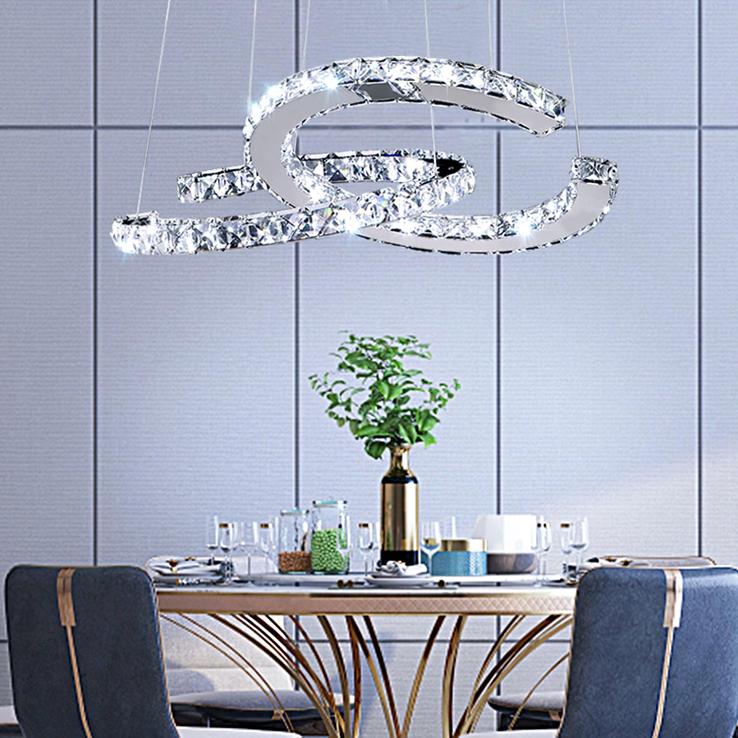 Luxury Crystal Double C Chandelier