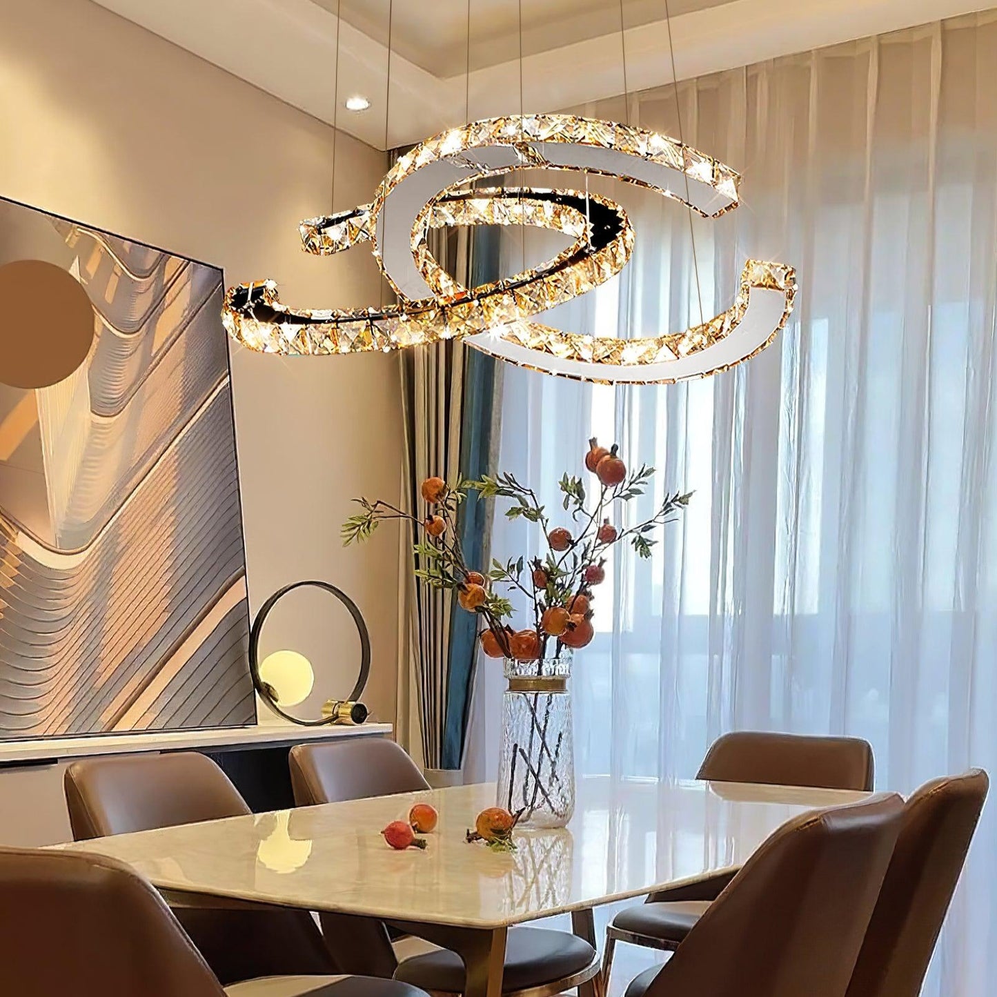 Luxury Crystal Double C Chandelier