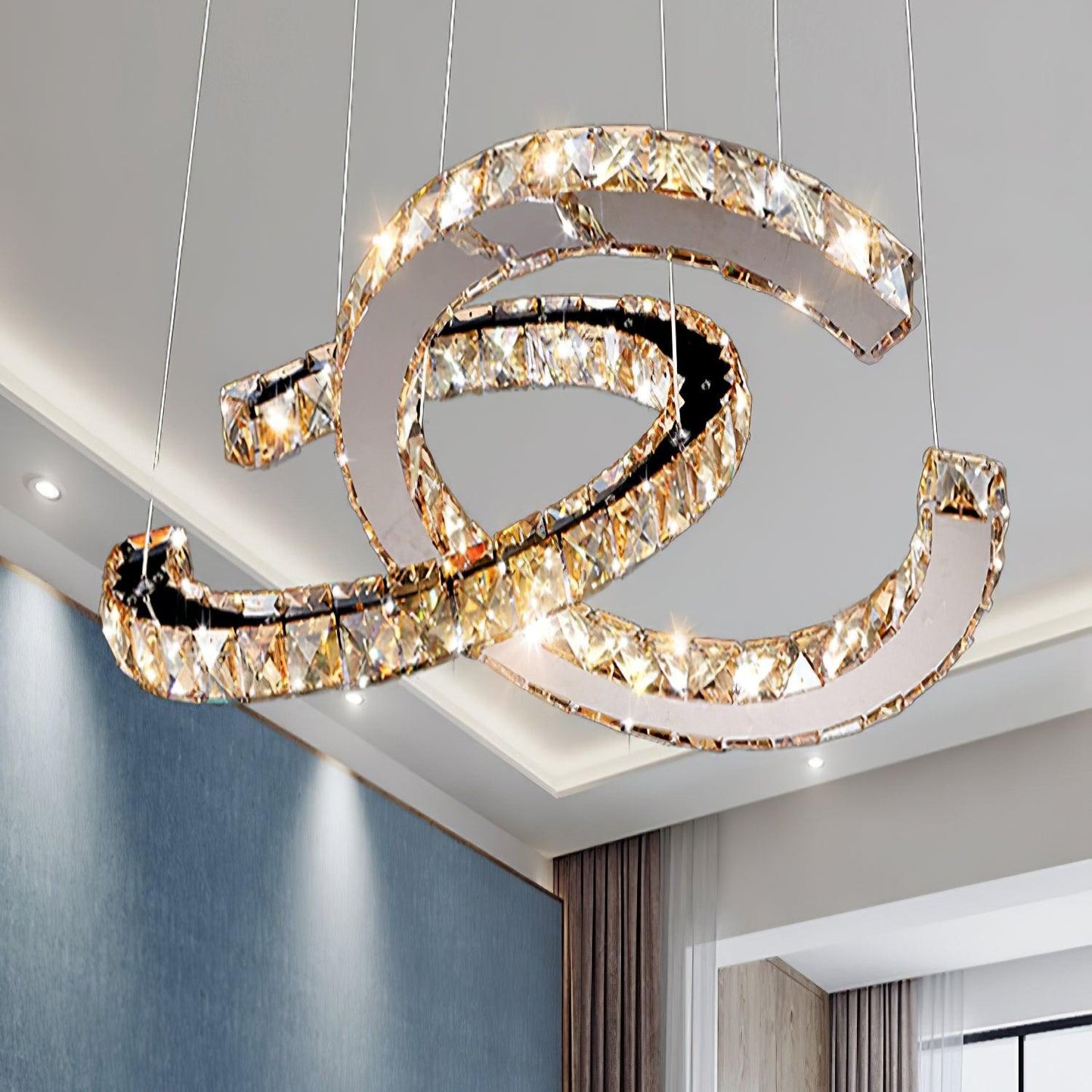 Luxury Crystal Double C Chandelier