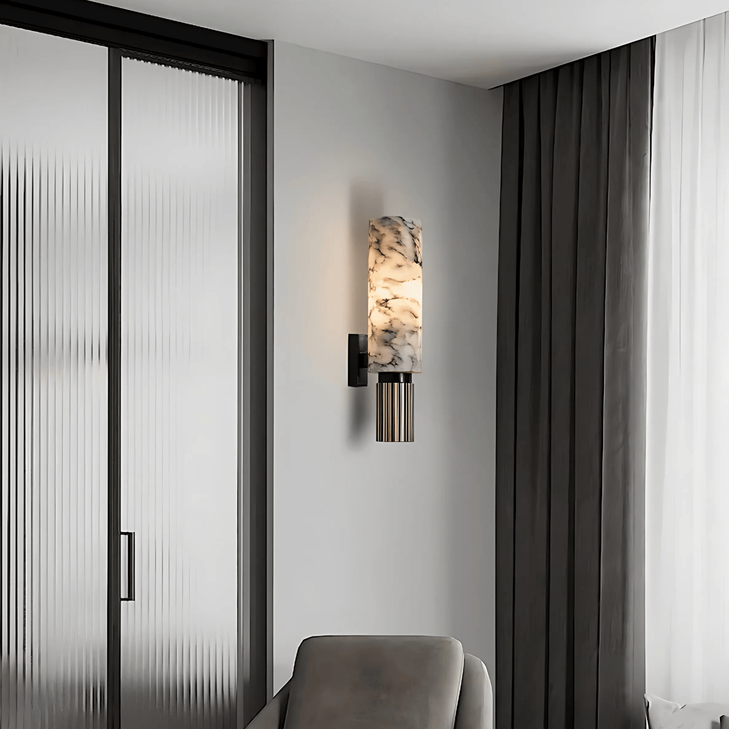 Marble And Brass Wall Light