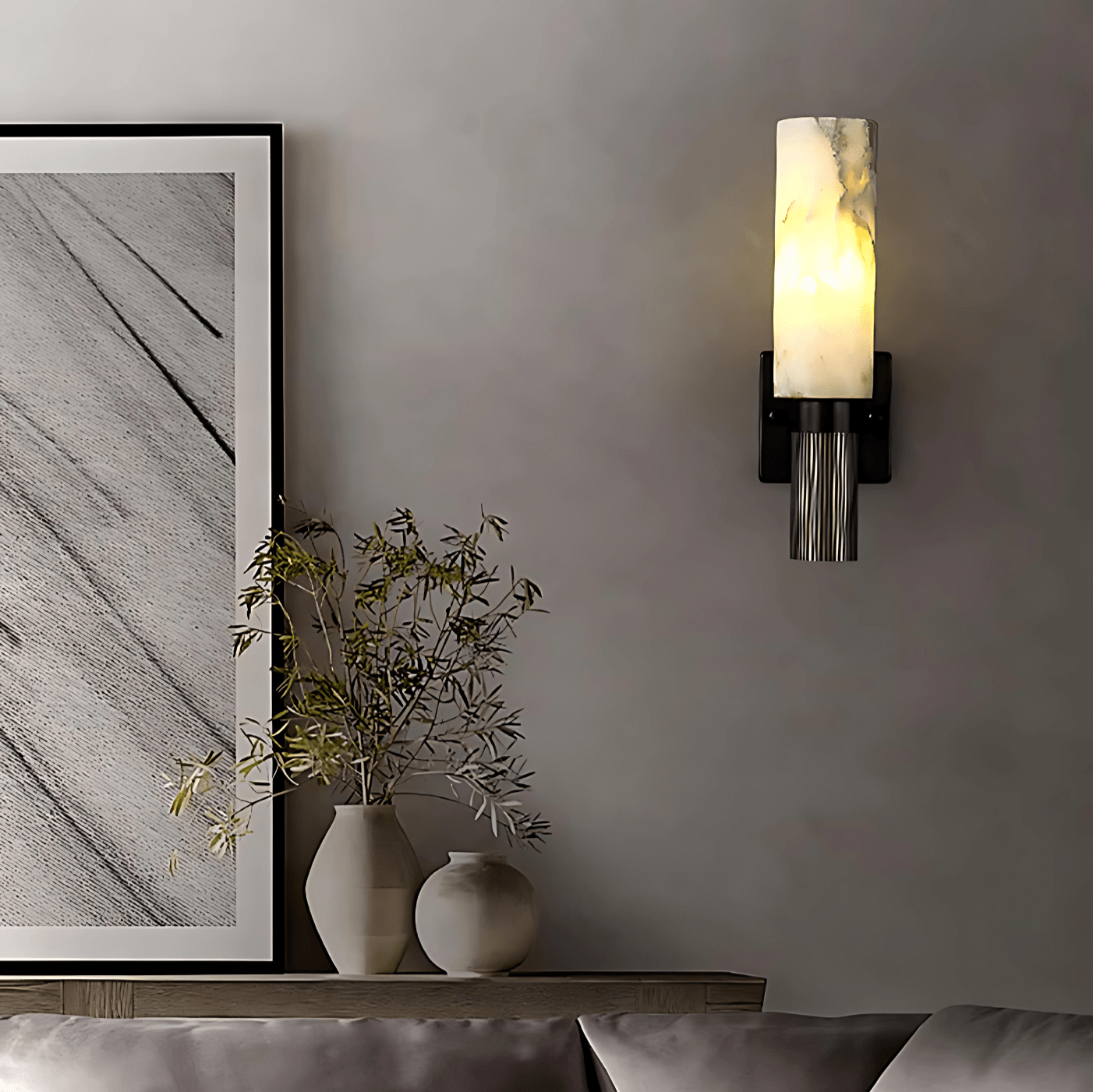 Marble And Brass Wall Light