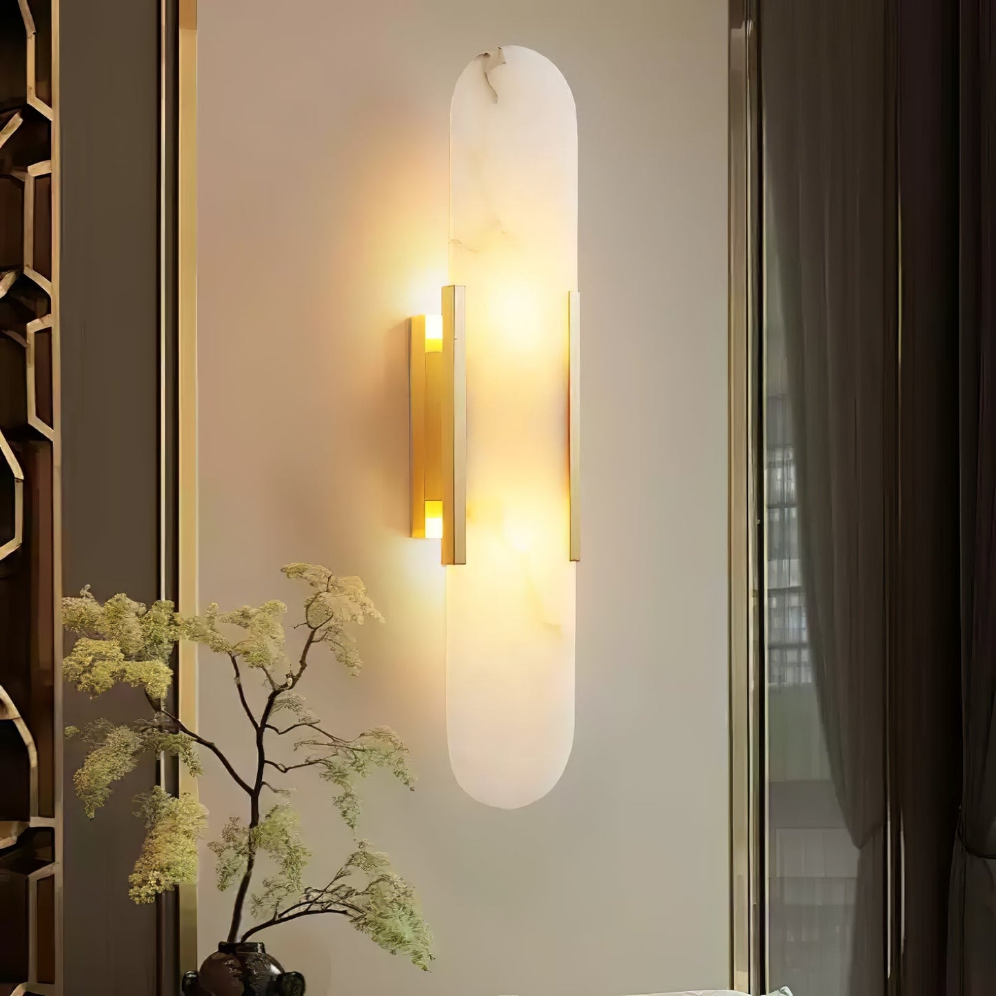 Elongated Alabaster Wall Lamp