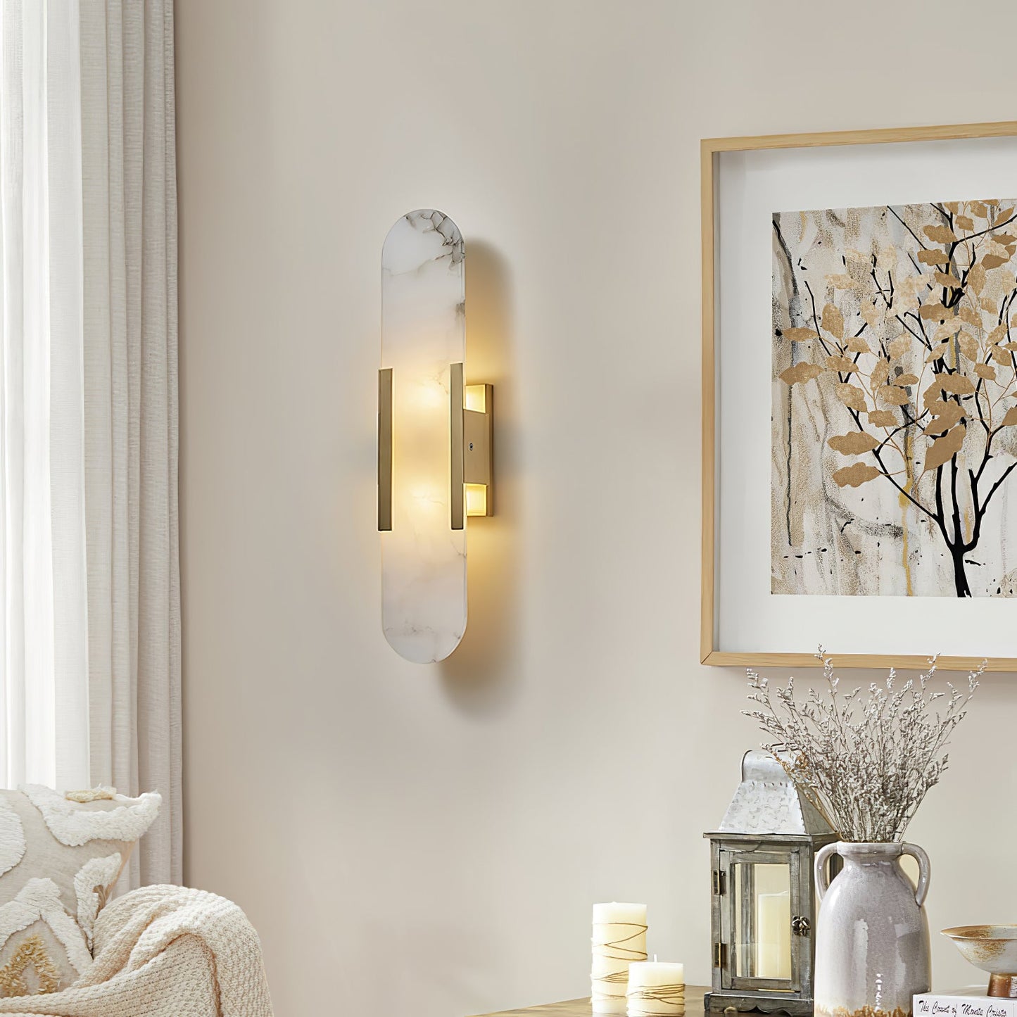 Elongated Alabaster Wall Lamp