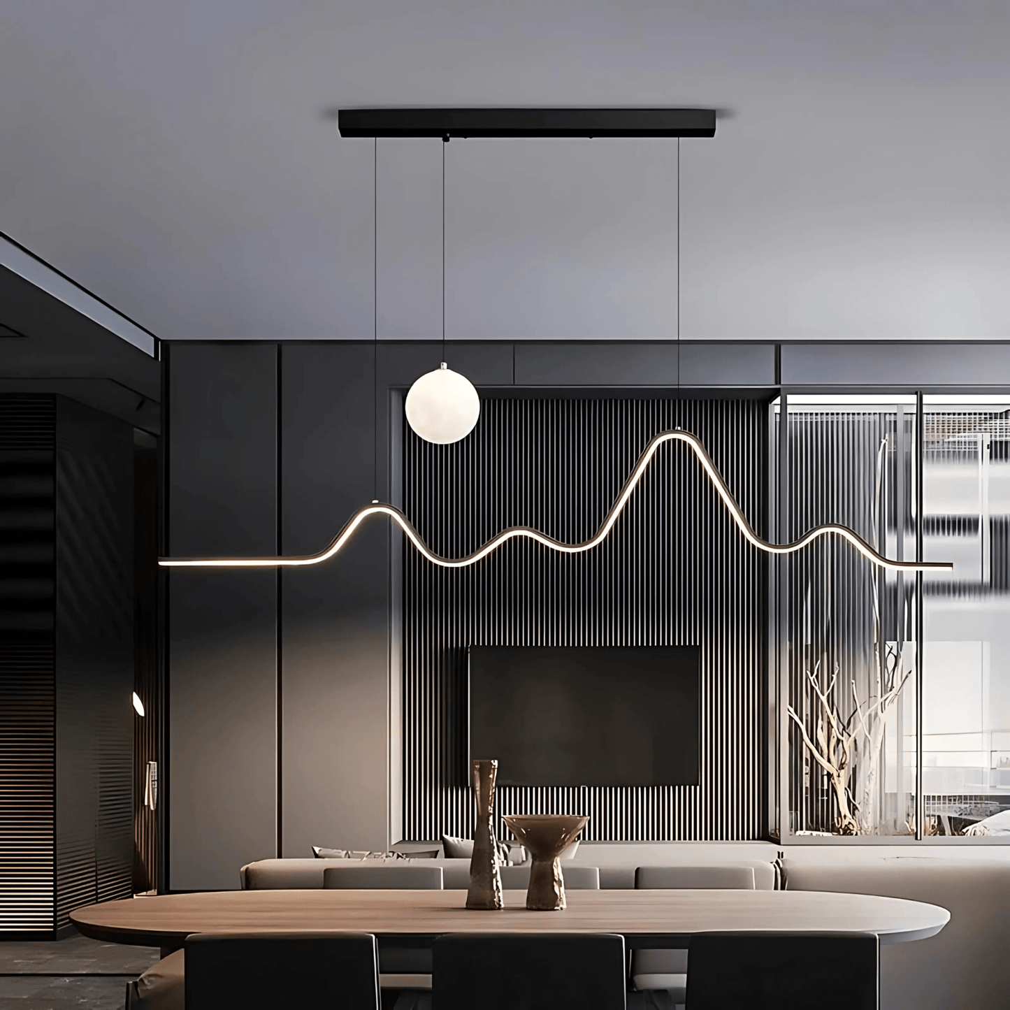 Minimalist Wave LED Dining Pendant