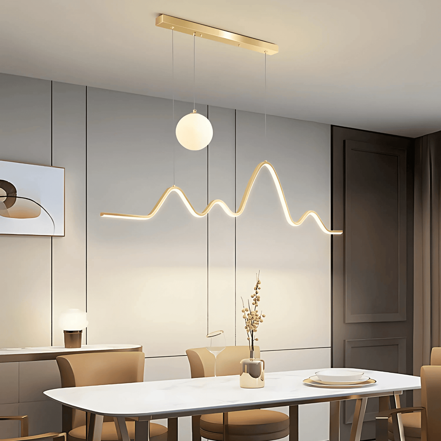Minimalist Wave LED Dining Pendant
