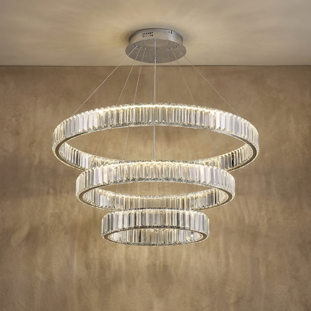 Modern Crystal Circular Hanging Chandelier