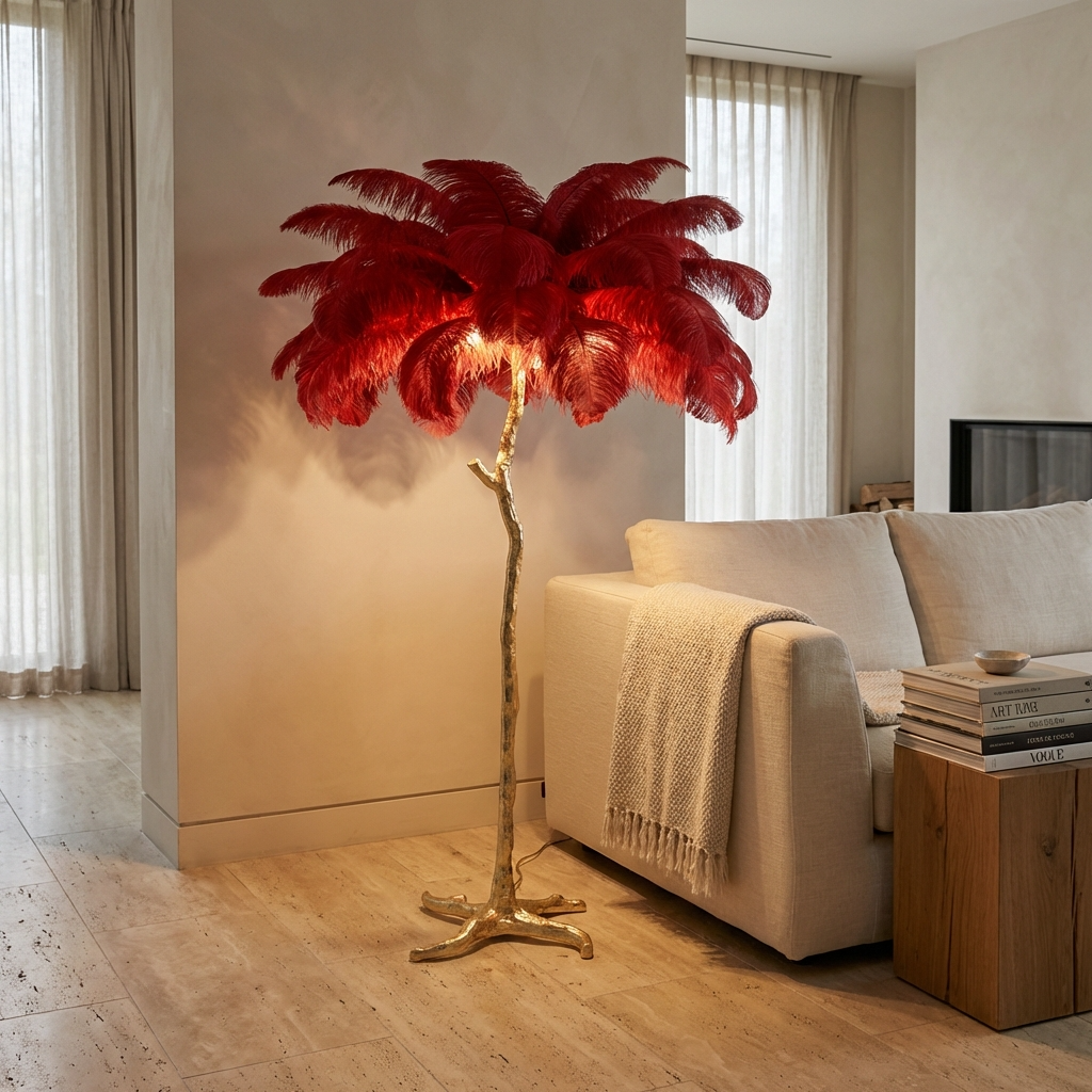 Modern Ostrich Feather Floor Lamp